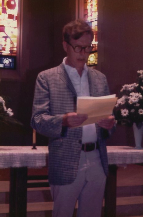 Jonathan Bishop speaking at Nancy Galant's wedding